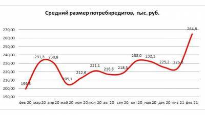 Сергей Лавров - НБКИ: средний размер потребкредита в России в феврале вырос почти на 33% - delovoe.tv - Россия - Санкт-Петербург - Петербург
