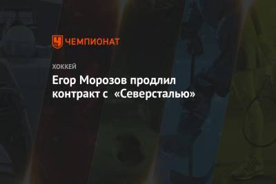 Егор Морозов - Егор Морозов продлил контракт с «Северсталью» - championat.com - Сочи