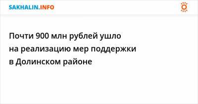 Почти 900 млн рублей ушло на реализацию мер поддержки в Долинском районе - sakhalin.info - Сахалинская обл.