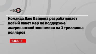 Команда Джо Байдена разрабатывает новый пакет мер по поддержке американской экономики на 3 триллиона долларов - echo.msk.ru - New York