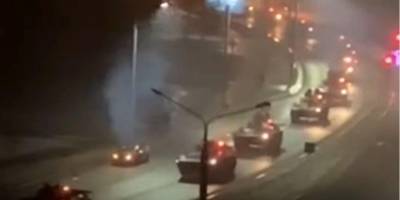 «Более сотни танков»: с наступлением темноты через Гродно движутся огромные колонны бронетехники — видео - nv.ua - Киев
