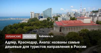 Адлер, Краснодар, Анапа: названы самые дешевые для туристов направления в России - kubnews.ru - Москва - Анапа - Сочи - Краснодарский край - Краснодар - Минеральные Воды - Астрахань - Адлер