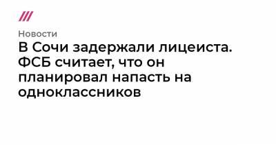 В Сочи задержали лицеиста. ФСБ считает, что он планировал напасть на одноклассников - tvrain.ru - Сочи - Калининградская обл.