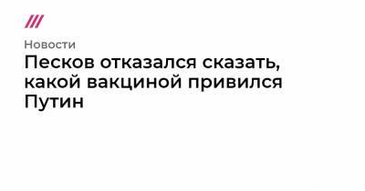 Владимир Путин - Дмитрий Песков - Песков отказался сказать, какой вакциной привился Путин - tvrain.ru