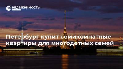 Петербург купит семикомнатные квартиры для многодетных семей - realty.ria.ru - Санкт-Петербург