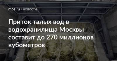Петр Бирюков - Приток талых вод в водохранилища Москвы составит до 270 миллионов кубометров - mos.ru - Москва - Московская обл.