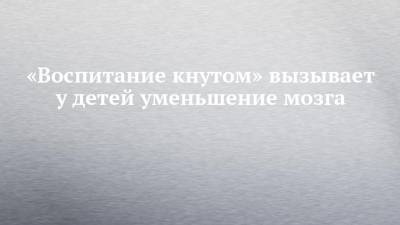 «Воспитание кнутом» вызывает у детей уменьшение мозга - chelny-izvest.ru - Канада