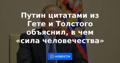 Владимир Путин - Лев Толстой - Путин цитатами из Гете и Толстого объяснил, в чем «сила человечества» - news.mail.ru