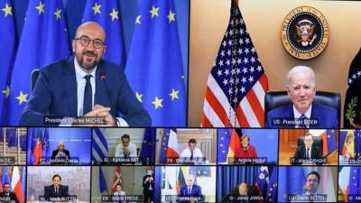 Дональд Трамп - Шарль Мишель - Джо Байден - Джо Байден и лидеры ЕС договорились о совместной защите демократии - golos-ameriki.ru