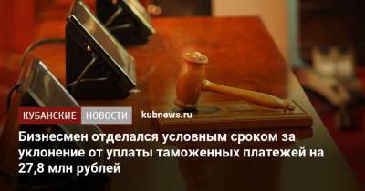 Бизнесмен отделался условным сроком за уклонение от уплаты таможенных платежей на 27,8 млн рублей - kubnews.ru - Краснодарский край - Новороссийск