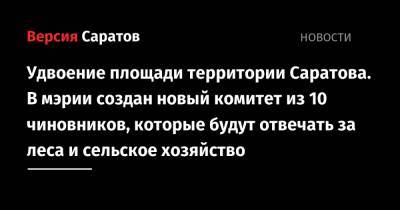 Удвоение площади территории Саратова. В мэрии создан новый комитет из 10 чиновников, которые будут отвечать за леса и сельское хозяйство - nversia.ru - Саратов - Саратова