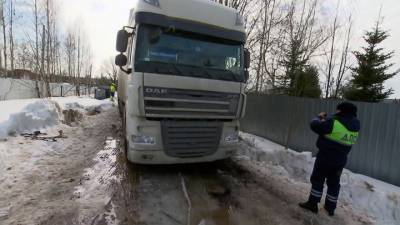 В Подмосковье утонувшую в снегу фуру не могли вытащить три дня - vesti.ru - Московская обл.