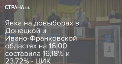 Явка на довыборах в Донецкой и Ивано-Франковской областях на 16:00 составила 16,18% и 23,72% - ЦИК - strana.ua - Ивано-Франковская обл. - Донецкая обл.