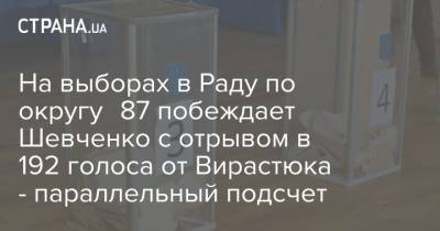 Александр Шевченко - Руслан Кошулинский - Василий Вирастюк - На выборах в Раду по округу №87 побеждает Шевченко с отрывом в 192 голоса от Вирастюка - параллельный подсчет - strana.ua - Ивано-Франковск