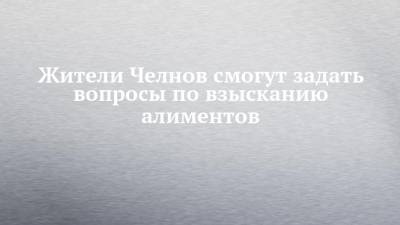 Жители Челнов смогут задать вопросы по взысканию алиментов - chelny-izvest.ru - Челнов