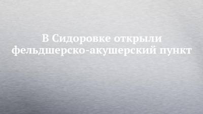 Рустам Минниханов - Илья Зуев - В Сидоровке открыли фельдшерско-акушерский пункт - chelny-izvest.ru - респ. Татарстан