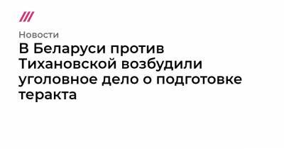 В Беларуси против Тихановской возбудили уголовное дело о подготовке теракта - tvrain.ru - Минск
