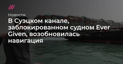 В Суэцком канале, заблокированном судном Ever Given, возобновилась навигация - tvrain.ru - Египет