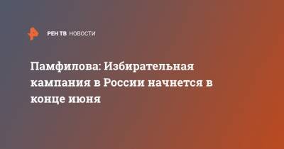 Элла Памфилова - Памфилова: Избирательная кампания в России начнется в конце июня - ren.tv - Москва