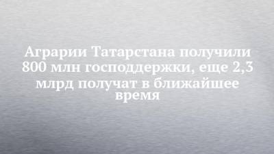 Рустам Минниханов - Марат Зяббаров - Аграрии Татарстана получили 800 млн господдержки, еще 2,3 млрд получат в ближайшее время - chelny-izvest.ru - респ. Татарстан