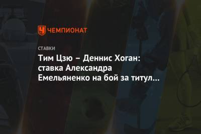 Александр Емельяненко - Тим Цзю - Тим Цзю – Деннис Хоган: ставка Александра Емельяненко на бой за титул чемпиона WBO Global - championat.com