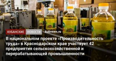 В национальном проекте «Производительность труда» в Краснодарском крае участвует 42 предприятия сельскохозяйственной и перерабатывающей промышленности - kubnews.ru - Краснодарский край