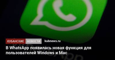 В WhatsApp появилась новая функция для пользователей Windows и Mac - kubnews.ru