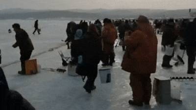 Десяткам рыбаков в Приморье пришлось спасаться бегством с отколовшейся льдины — видео - reendex.ru - Приморье край - Большой Камень