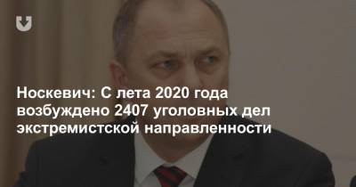 Носкевич: С лета 2020 года возбуждено 2407 уголовных дел экстремистской направленности - news.tut.by - Следственный Комитет