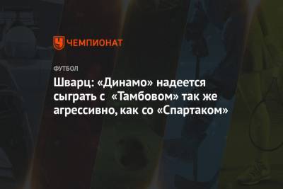 Арина Лаврова - Сандро Шварц - Шварц: «Динамо» надеется сыграть с «Тамбовом» так же агрессивно, как со «Спартаком» - championat.com - Москва - Тамбов