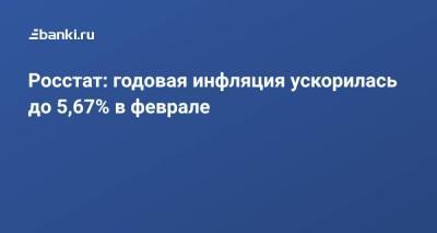 Росстат:​ годовая инфляция ускорилась до 5,67% в феврале - smartmoney.one - Москва - Санкт-Петербург - Севастополь - респ. Дагестан