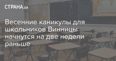 Весенние каникулы для школьников Винницы начнутся на две недели раньше - strana.ua - Винницкая обл. - Тернополь