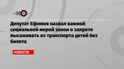 Депутат Ефимов назвал важной социальной мерой закон о запрете высаживать из транспорта детей без билета - echo.msk.ru - Москва