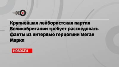 Меган Маркл - Крупнейшая лейбористская партия Великобритании требует расследовать факты из интервью герцогини Меган Маркл - echo.msk.ru - Англия