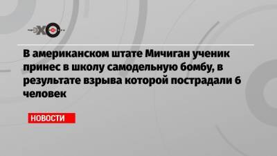 В американском штате Мичиган ученик принес в школу самодельную бомбу, в результате взрыва которой пострадали 6 человек - echo.msk.ru - USA - шт. Мичиган