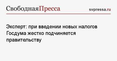 Павел Шапкин - Эксперт: при введении новых налогов Госдума жестко подчиняется правительству - svpressa.ru