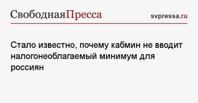 Стало известно, почему кабмин не вводит налогонеоблагаемый минимум для россиян - svpressa.ru