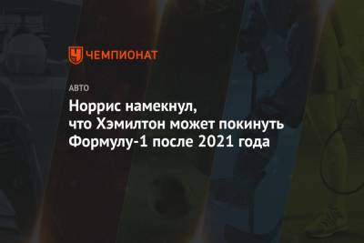 Льюис Хэмилтон - Норрис намекнул, что Хэмилтон может покинуть Формулу-1 после 2021 года - championat.com