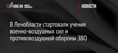 В Ленобласти стартовали учения военно-воздушных сил и противовоздушной обороны ЗВО - ivbg.ru - Ленинградская обл.