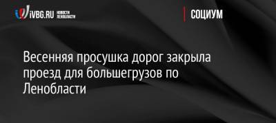Весенняя просушка дорог закрыла проезд для большегрузов по Ленобласти - ivbg.ru - Ленинградская обл. - Кировск - Всеволожск - Приозерск