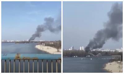 В Киеве крупный пожар: Горят плавучие дачи - news.bigmir.net - Киев - район Оболонский