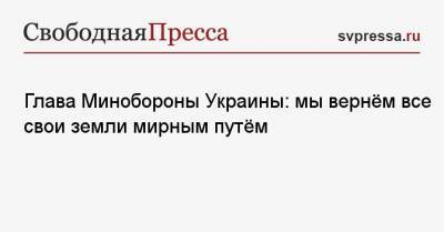 Андрей Таран - Глава Минобороны Украины: мы вернём все свои земли мирным путём - svpressa.ru - Киев - Крым