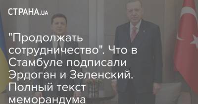 Владимир Зеленский - "Продолжать сотрудничество". Что в Стамбуле подписали Эрдоган и Зеленский. Полный текст меморандума - strana.ua - Турция - Стамбул