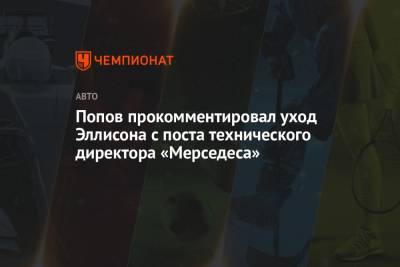 Алексей Попов - Попов прокомментировал уход Эллисона с поста технического директора «Мерседеса» - championat.com