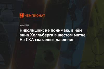 Андрей Николишин - Николишин: не понимаю, в чём вина Хелльберга в шестом матче. На СКА сказалось давление - championat.com