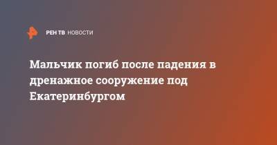 Наталья Крылова - Мальчик погиб после падения в дренажное сооружение под Екатеринбургом - ren.tv - Екатеринбург - Свердловская обл.