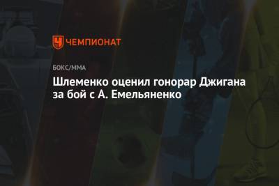 Александр Емельяненко - Александр Шлеменко - Шлеменко оценил гонорар Джигана за бой с А. Емельяненко - championat.com