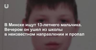 В Минске ищут 13-летнего мальчика. Вечером он ушел из школы в неизвестном направлении и пропал - news.tut.by - Минск