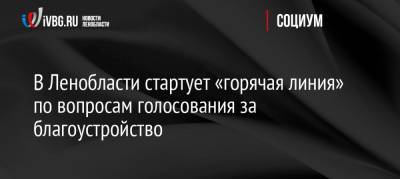 В Ленобласти стартует «горячая линия» по вопросам голосования за благоустройство - ivbg.ru - Украина - Ленинградская обл. - Благоустройство