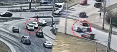 Две аварии произошли утром на кольцевых перекрестках Петрозаводска (ВИДЕО) - stolicaonego.ru - Петрозаводск - республика Карелия